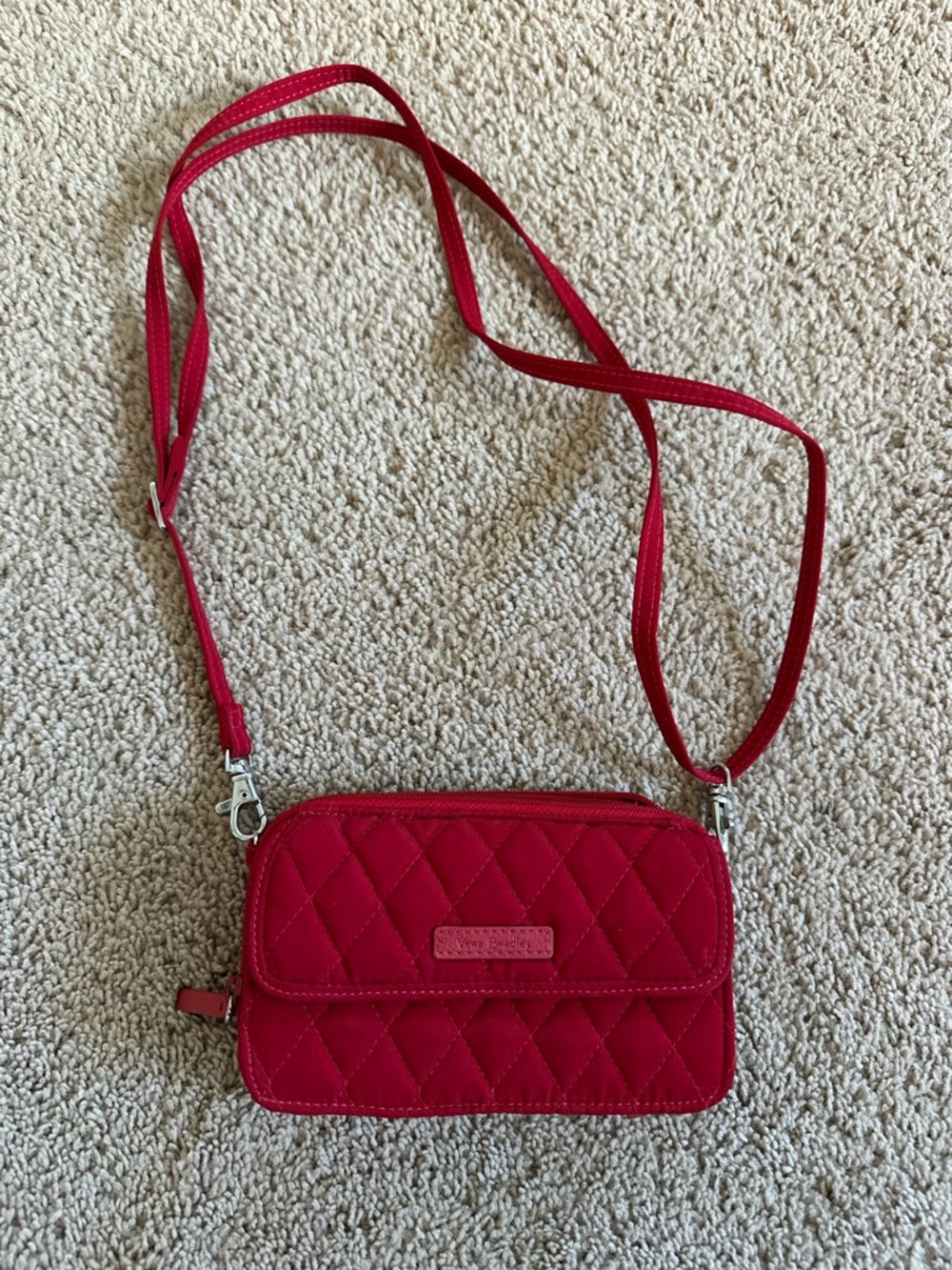 Vera Bradley Quilted Red Crossbody Bag.